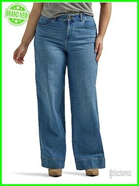 Plus Size High Rise Trouser Jeans Relaxed Fit Stretch Denim